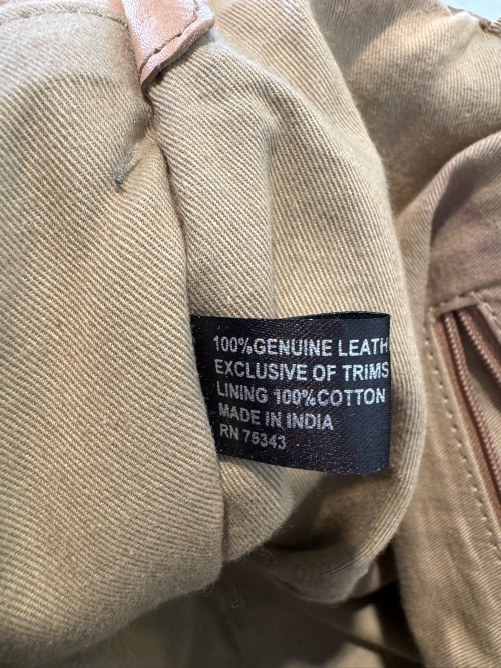 Genuine ✨Leather✨ Woven Tote Bag - Natural Brown, Zipper Top, Multiple Pockets - Picture 9 of 11
